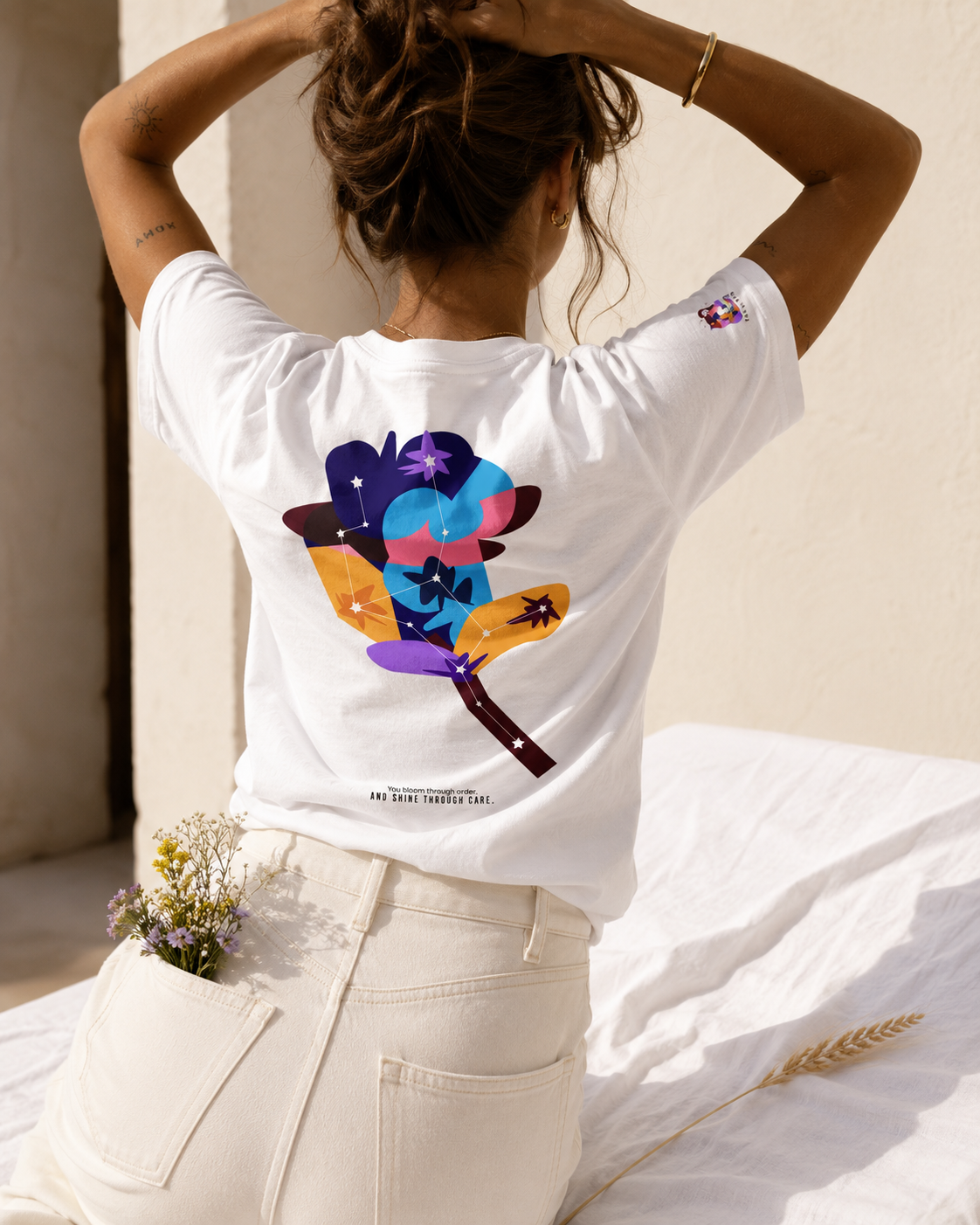Virgo Zodiac Flower Tee – Cosmic Bloom | Astrology Shirt Gift