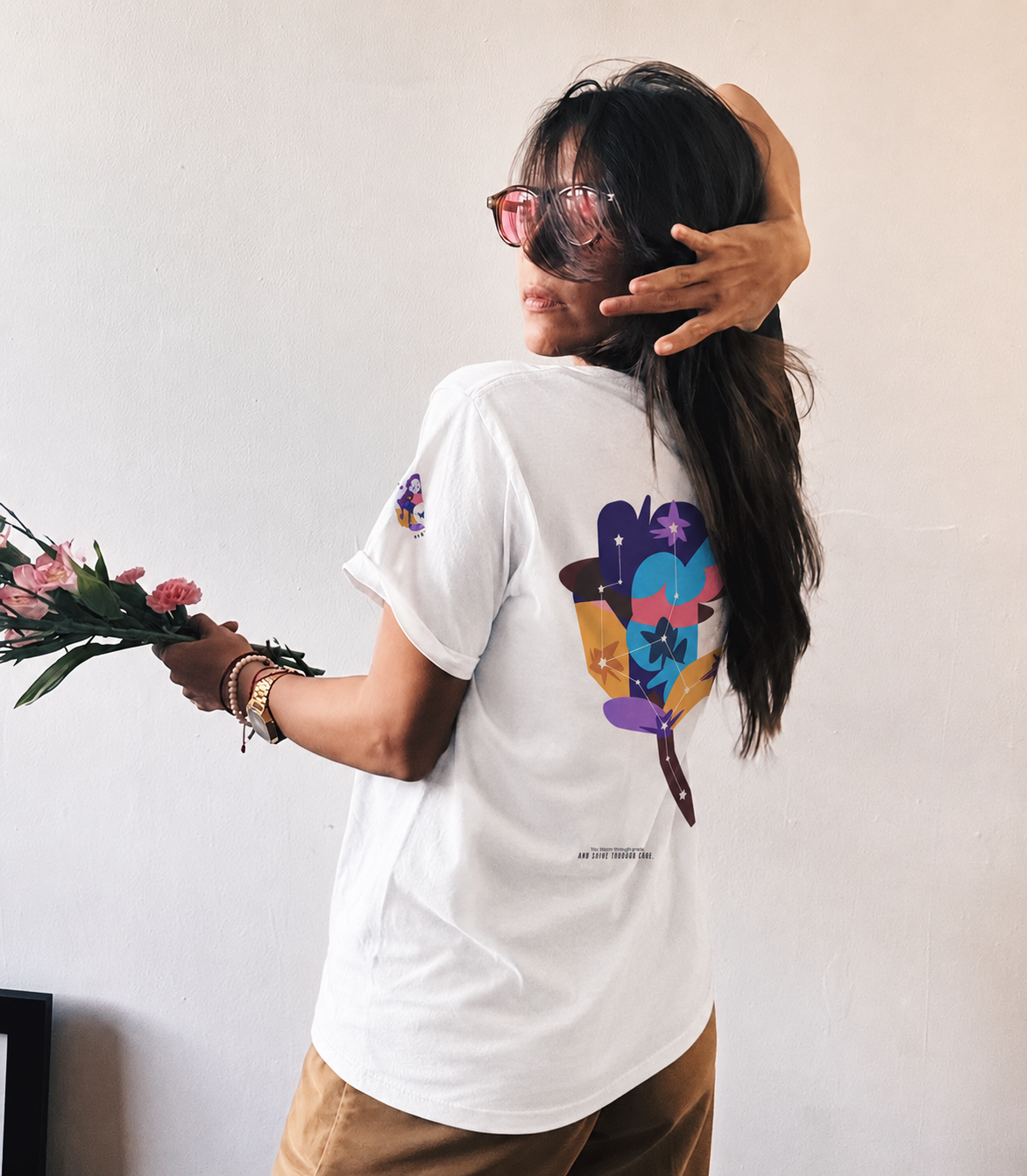 Virgo Zodiac Flower Tee – Cosmic Bloom | Astrology Shirt Gift