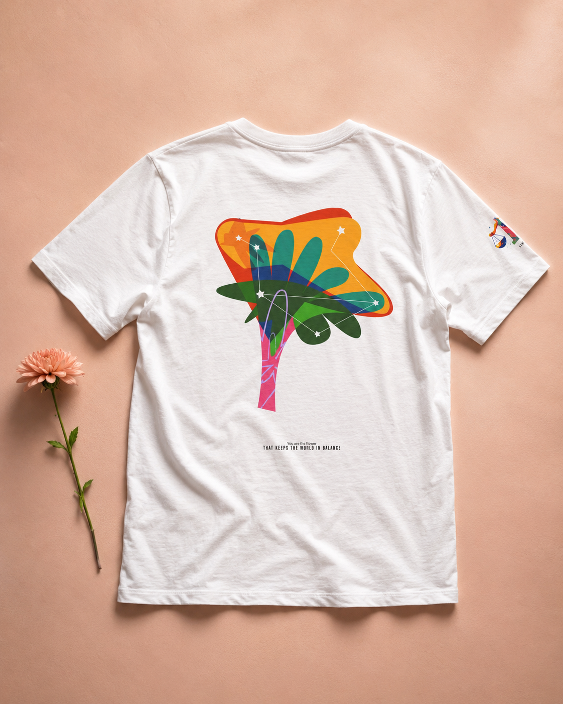 Libra Zodiac Flower Tee – Cosmic Bloom | Astrology Shirt Gift